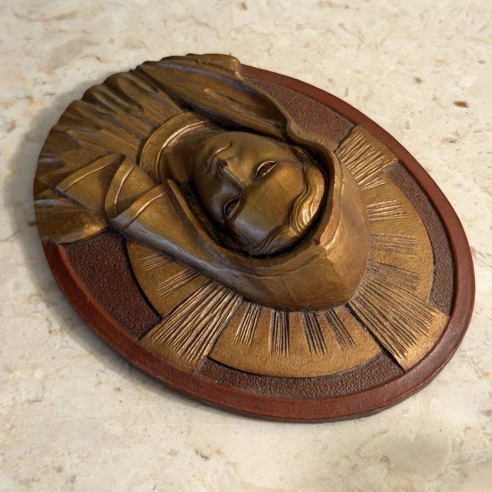 Arabesque Religious Mary & Jesus Wooden 3D Wall Hanging Plaque 5.5